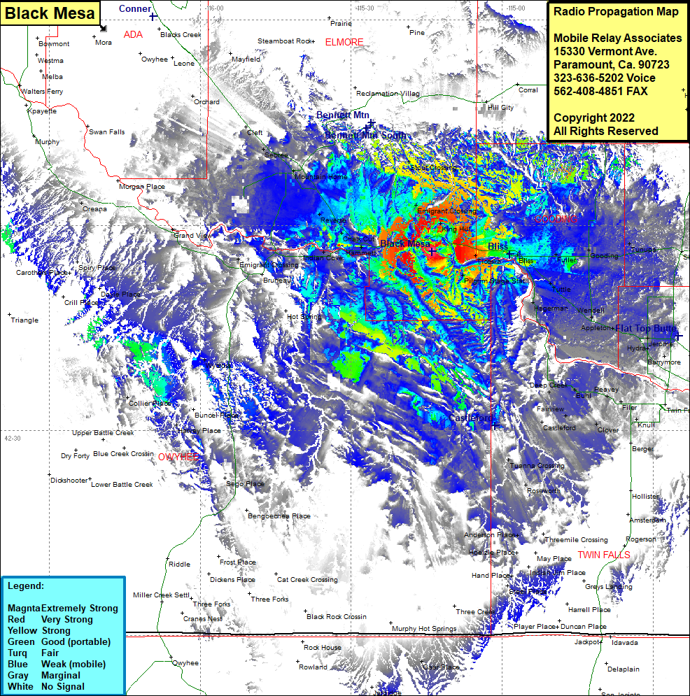 heat map radio coverage Black Mesa